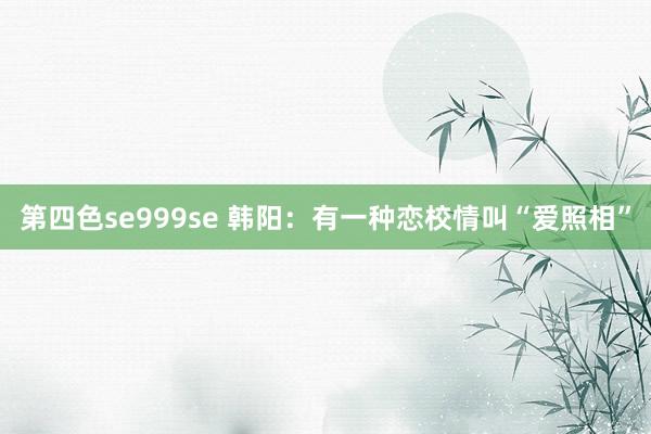 第四色se999se 韩阳：有一种恋校情叫“爱照相”