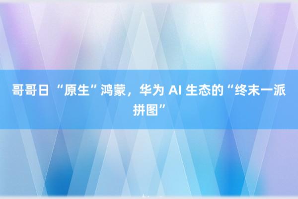 哥哥日 “原生”鸿蒙，华为 AI 生态的“终末一派拼图”