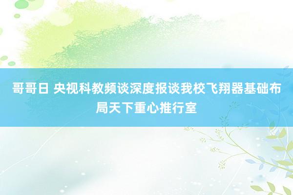 哥哥日 央视科教频谈深度报谈我校飞翔器基础布局天下重心推行室